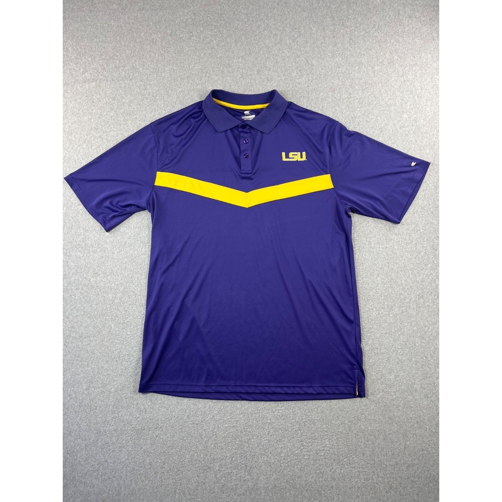 LSU Tigers Polo Shirt Mens 2XT Purple Short Sleeve Colosseum Short Sleeve